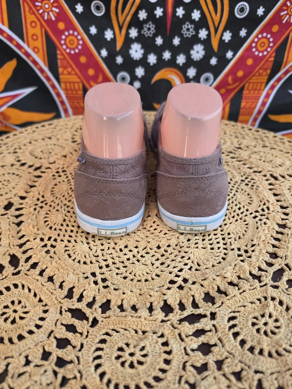 L.L.Bean Women's Brown Floral Slip-On Canvas Loafers Comfort Shoes Size 7 Medium
